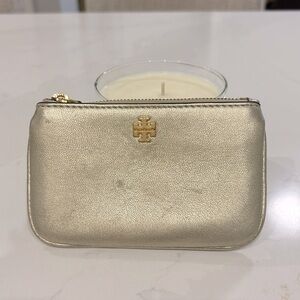 Tory Burch Gold Leather Card Wallet Coin Purse